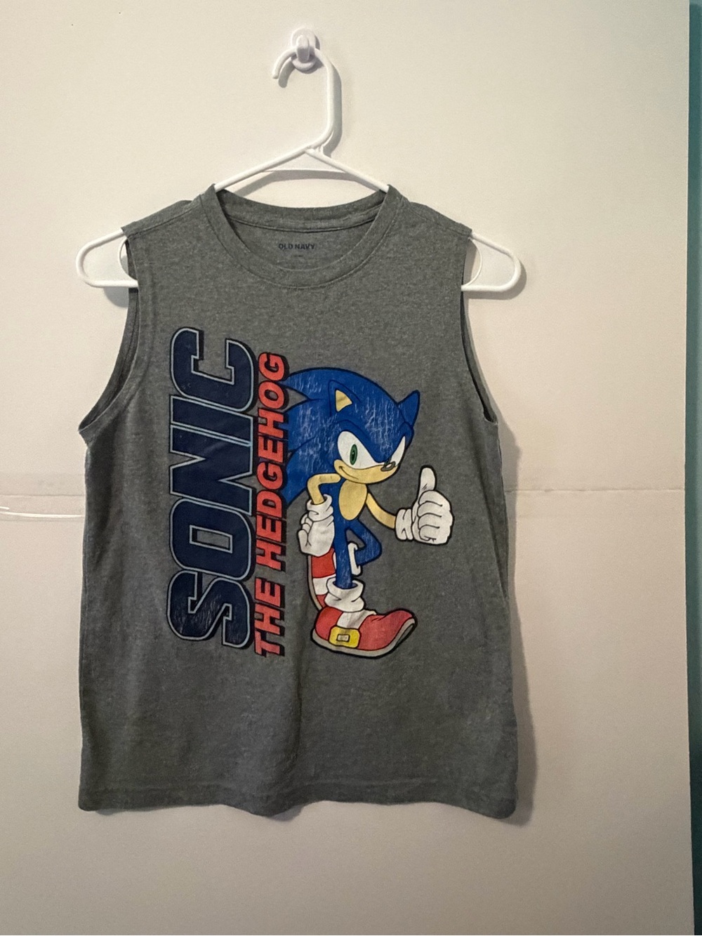 Old Navy Gray Sonic the Hedgehog Graphic Tank Top